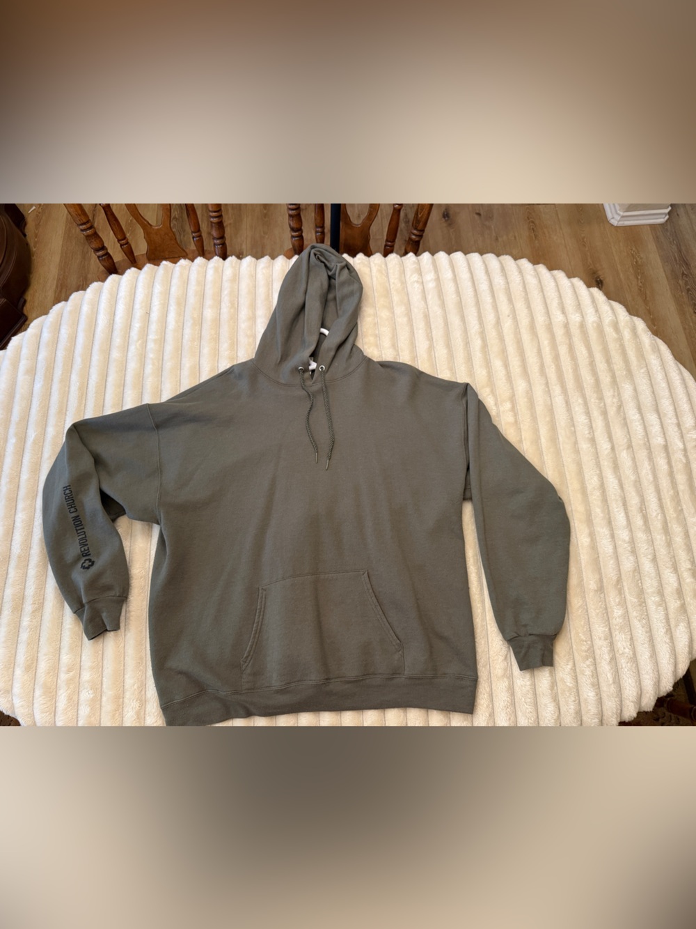 Hanes ecosmart Hoodie in Olive Green with Drawstring - Revolution Church